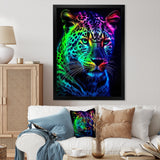 Neon Portrait Of Wild Tiger - Lion Wall Art Prints