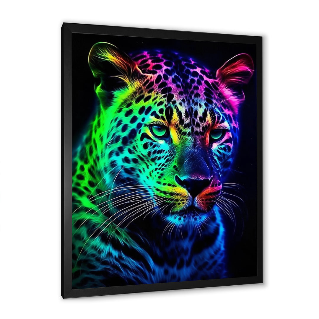 Neon Portrait Of Wild Tiger - Lion Wall Art Prints