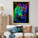 Neon Portrait Of Wild Tiger - Lion Wall Art Prints