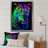 Neon Portrait Of Wild Tiger - Lion Wall Art Prints