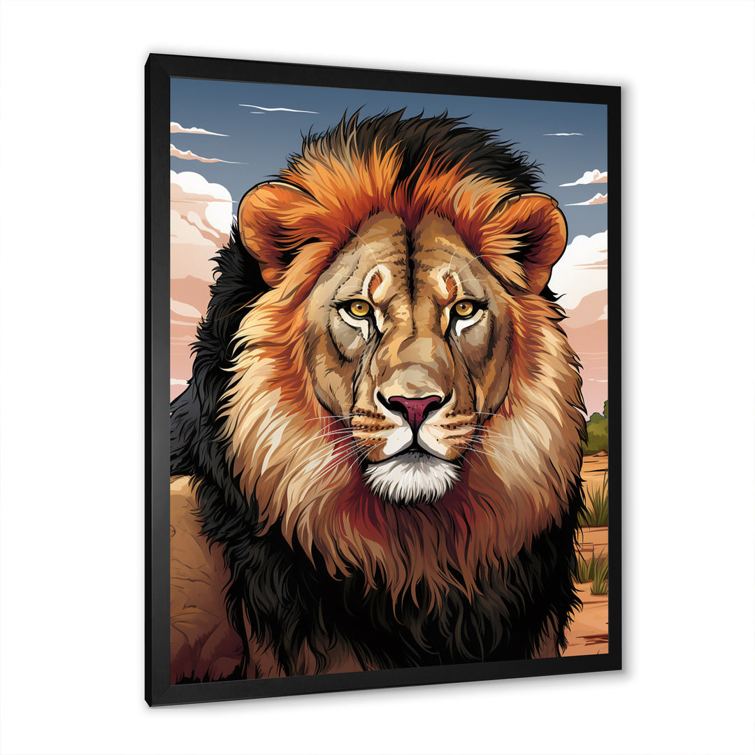 Portrait Of A Wild Lion Vintage Illustration - Brown Lion Wall Art