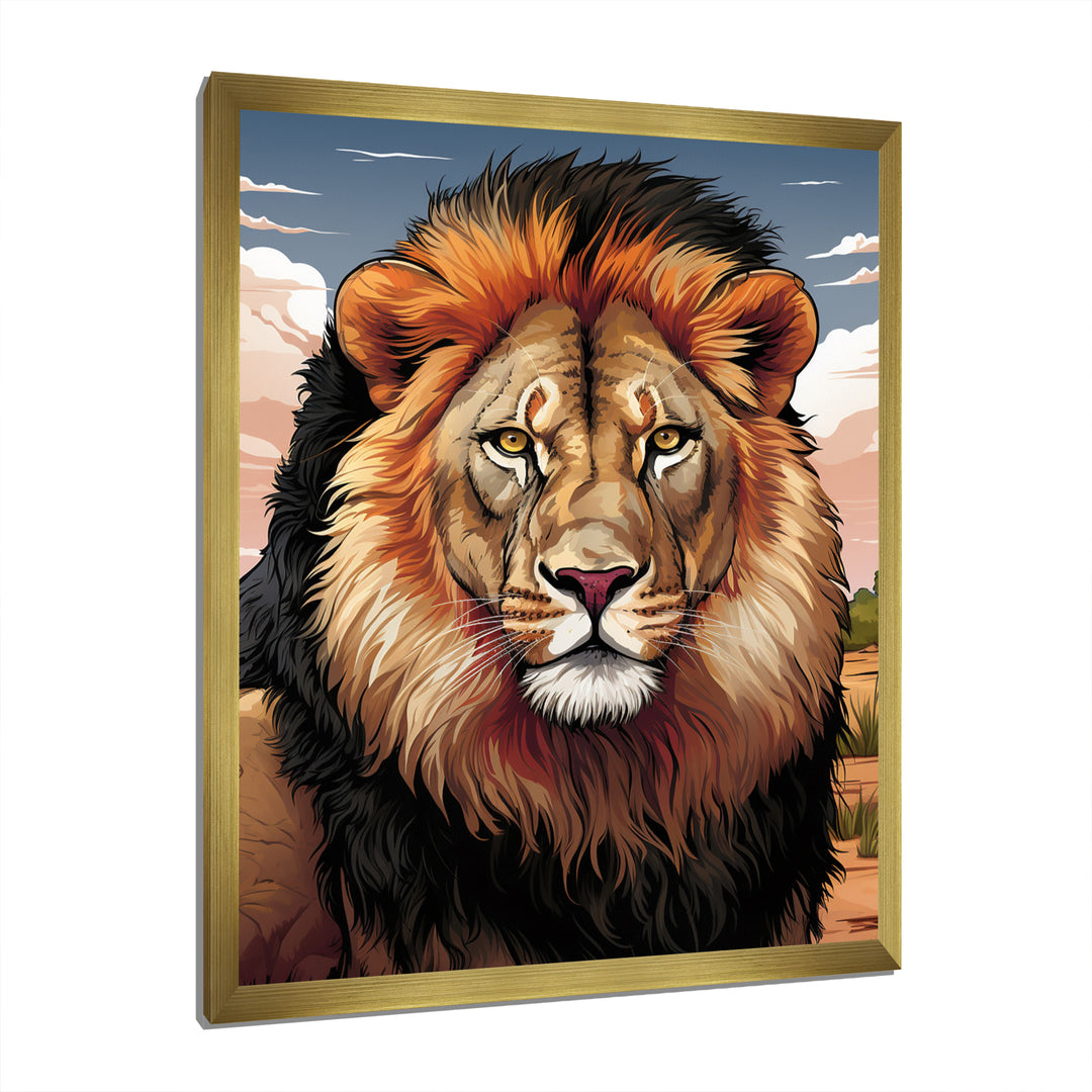 Portrait Of A Wild Lion Vintage Illustration - Brown Lion Wall Art