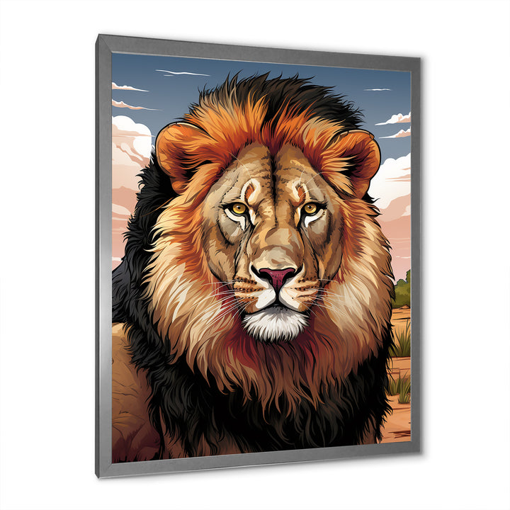 Portrait Of A Wild Lion Vintage Illustration - Brown Lion Wall Art