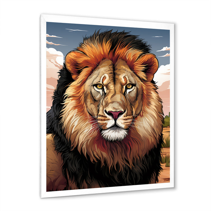 Portrait Of A Wild Lion Vintage Illustration - Brown Lion Wall Art