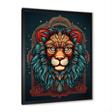 Portrait Of A Wild Lion Retro Illustration - Lion Framed Canvas Art