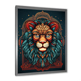 Portrait Of A Wild Lion Retro Illustration - Lion Framed Canvas Art