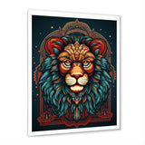 Portrait Of A Wild Lion Retro Illustration - Lion Framed Canvas Art
