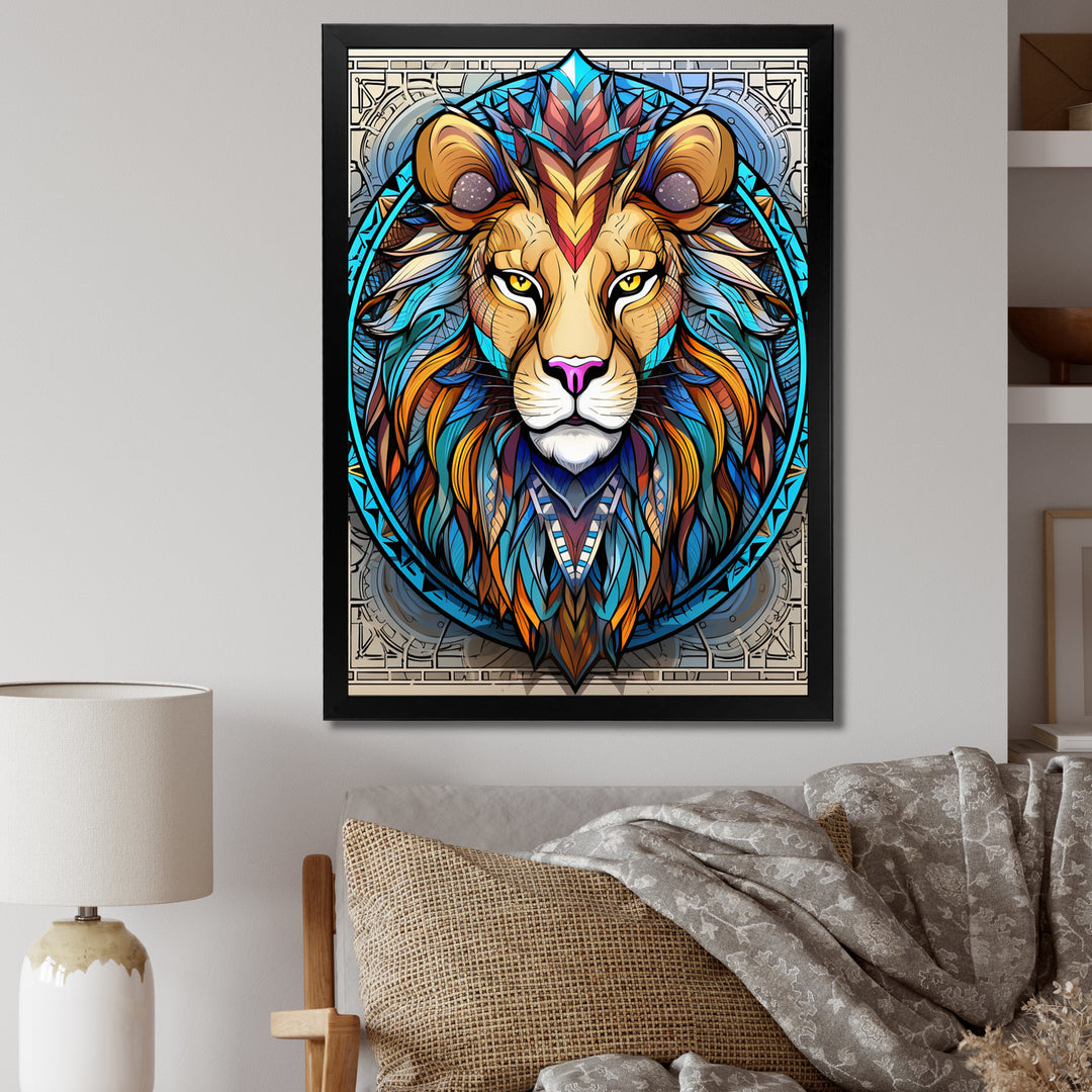 Portrait Of A Wild Lion Contemporary Illustration - Lion Home Decor Art