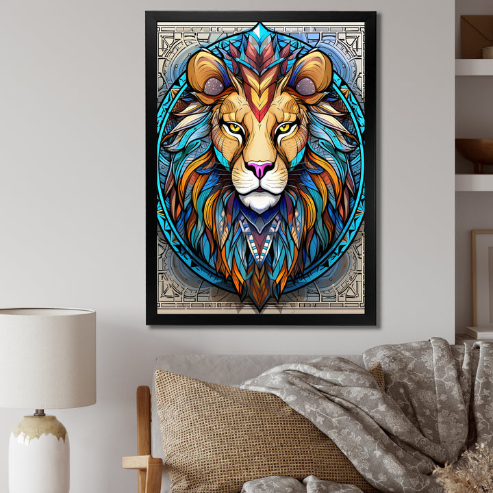 Portrait Of A Wild Lion Contemporary Illustration - Lion Home Decor Art