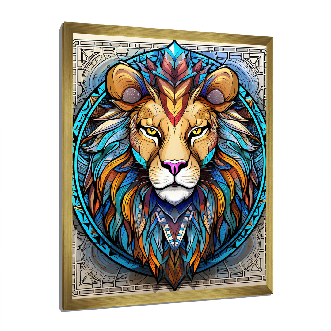 Portrait Of A Wild Lion Contemporary Illustration - Lion Home Decor Art