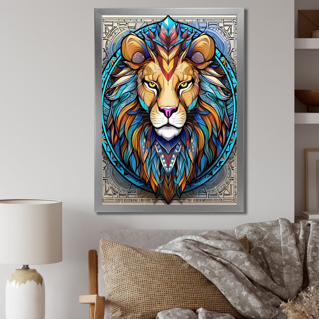 Portrait Of A Wild Lion Contemporary Illustration - Lion Home Decor Art
