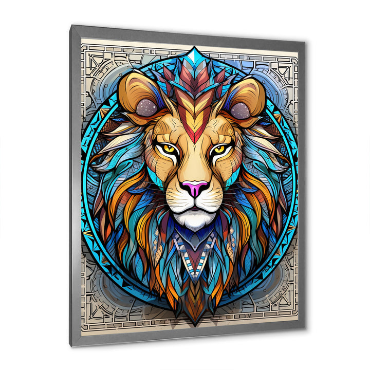Portrait Of A Wild Lion Contemporary Illustration - Lion Home Decor Art