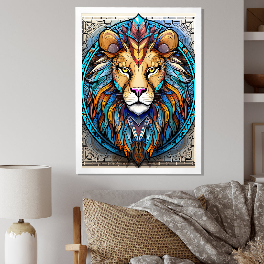 Portrait Of A Wild Lion Contemporary Illustration - Lion Home Decor Art