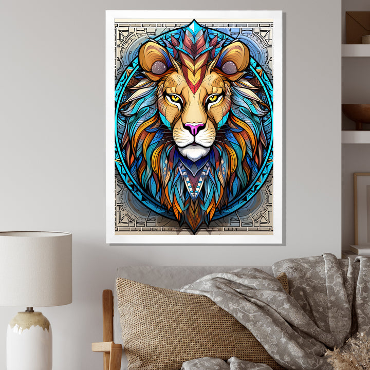 Portrait Of A Wild Lion Contemporary Illustration - Lion Home Decor Art