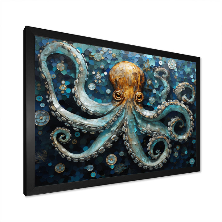 Portrait Of Blue Mystical Octopus Painting - Octopus Canvas Wall Art