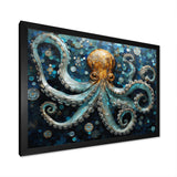 Portrait Of Blue Mystical Octopus Painting - Octopus Canvas Wall Art