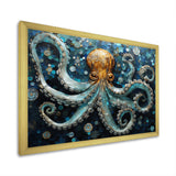 Portrait Of Blue Mystical Octopus Painting - Octopus Canvas Wall Art