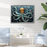 Portrait Of Blue Mystical Octopus Painting - Octopus Canvas Wall Art