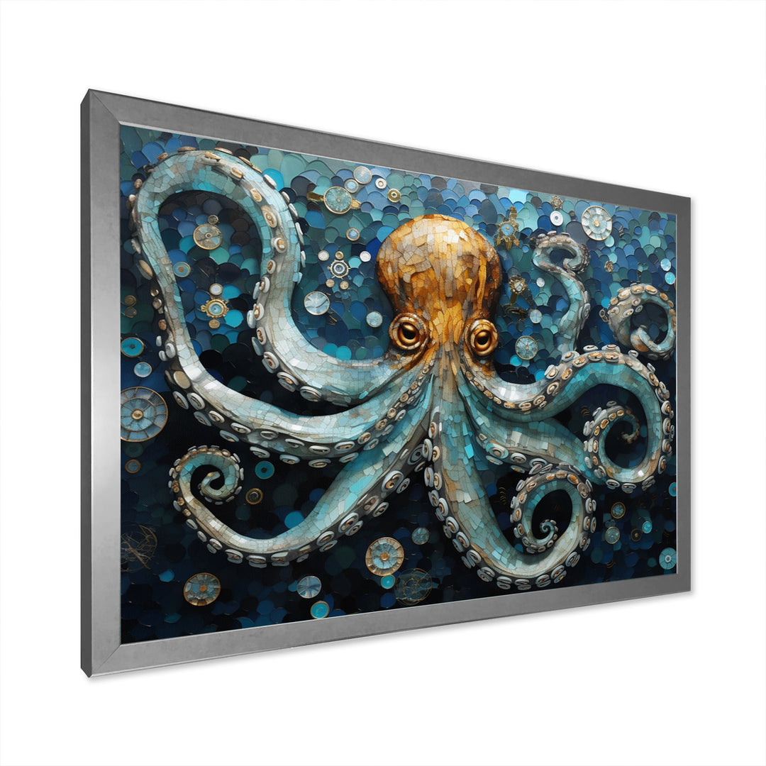 Portrait Of Blue Mystical Octopus Painting - Octopus Canvas Wall Art