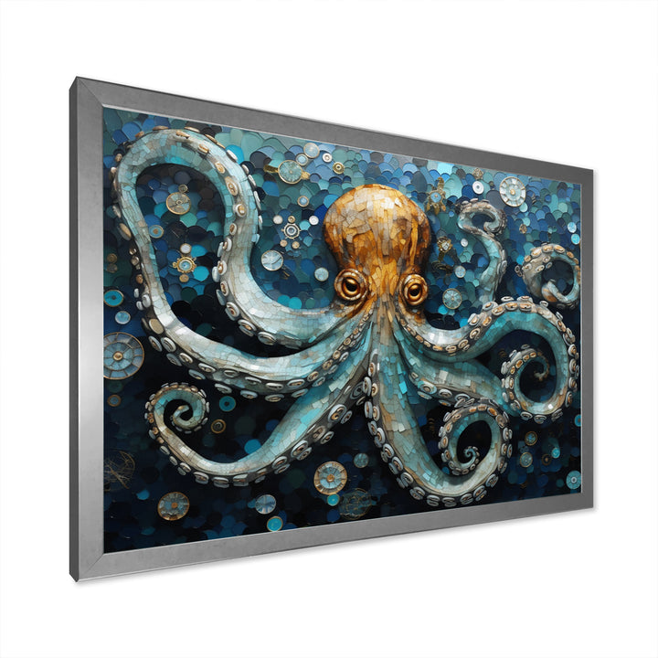 Portrait Of Blue Mystical Octopus Painting - Octopus Canvas Wall Art