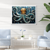 Portrait Of Blue Mystical Octopus Painting - Octopus Canvas Wall Art