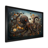 Portrait Of Brown Mystical Octopus Painting - Octopus Wall Decor