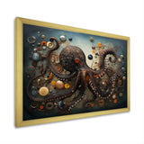 Portrait Of Brown Mystical Octopus Painting - Octopus Wall Decor