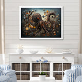 Portrait Of Brown Mystical Octopus Painting - Octopus Wall Decor
