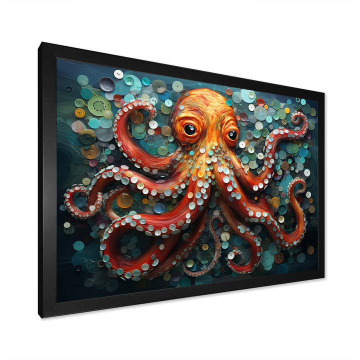Portrait Of Orange Mystical Octopus Painting - Octopus Wall Art Prints