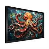 Portrait Of Orange Mystical Octopus Painting - Octopus Wall Art Prints