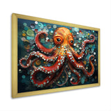 Portrait Of Orange Mystical Octopus Painting - Octopus Wall Art Prints