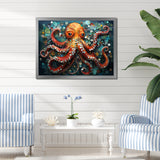Portrait Of Orange Mystical Octopus Painting - Octopus Wall Art Prints