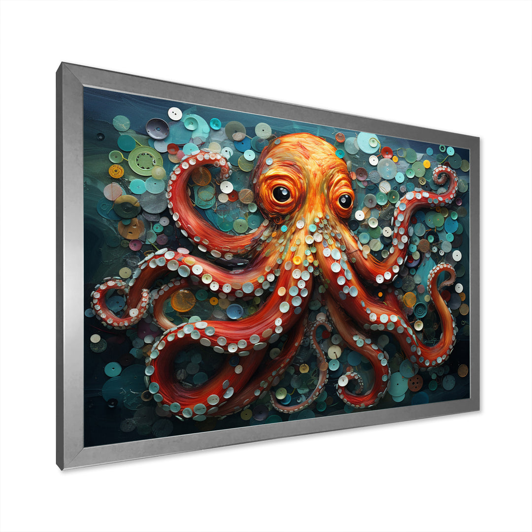 Portrait Of Orange Mystical Octopus Painting - Octopus Wall Art Prints