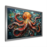 Portrait Of Orange Mystical Octopus Painting - Octopus Wall Art Prints