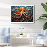 Portrait Of Orange Mystical Octopus Painting - Octopus Wall Art Prints