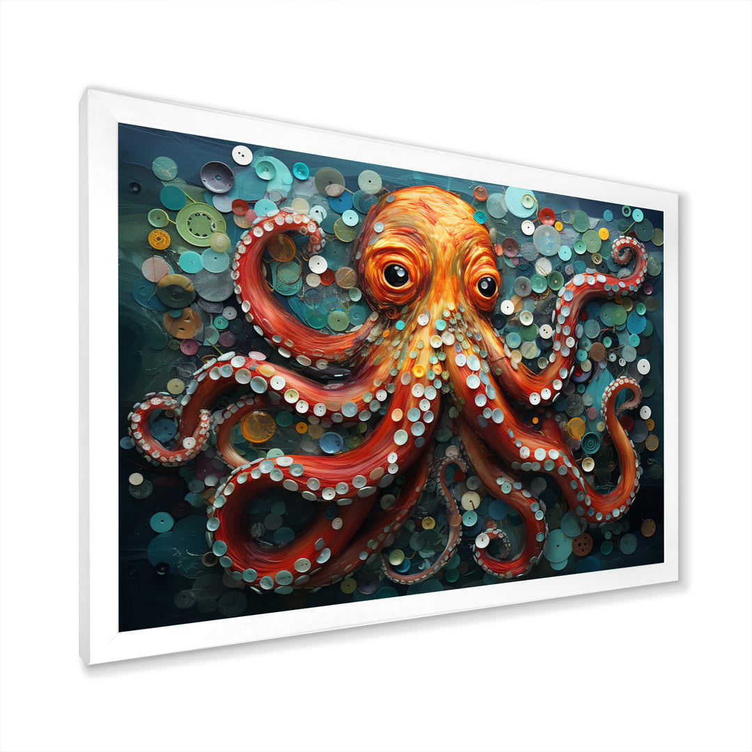 Portrait Of Orange Mystical Octopus Painting - Octopus Wall Art Prints