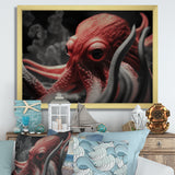 Portrait Of Red Mystical Octopus Photography - Octopus Framed Canvas Art