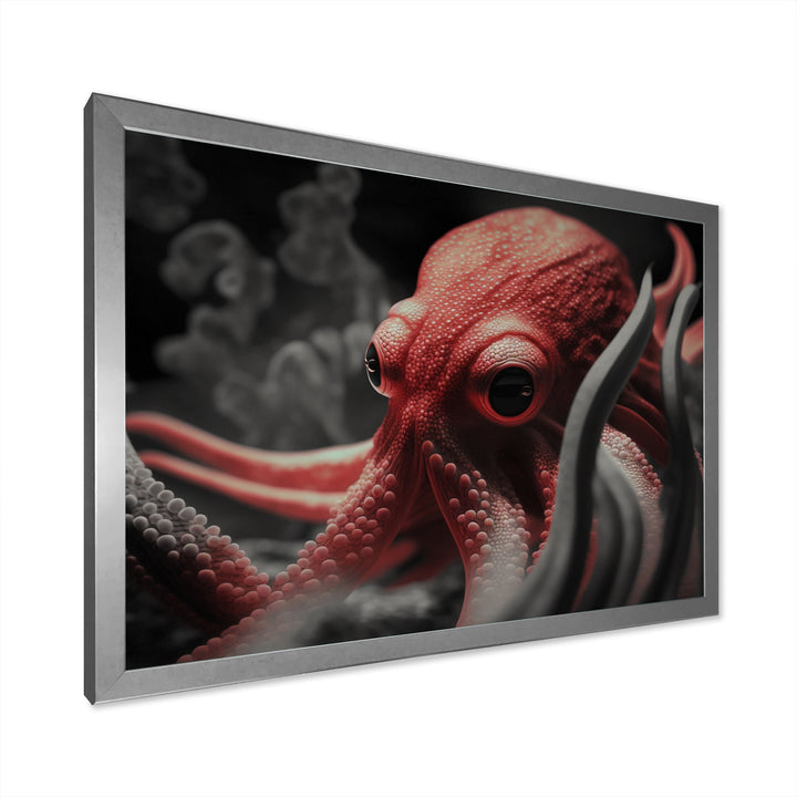 Portrait Of Red Mystical Octopus Photography - Octopus Framed Canvas Art