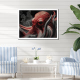 Portrait Of Red Mystical Octopus Photography - Octopus Framed Canvas Art