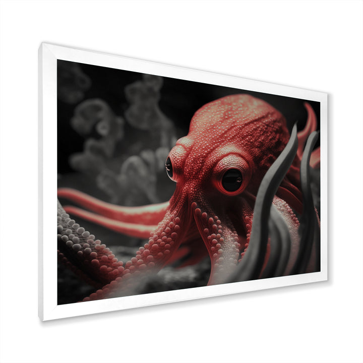Portrait Of Red Mystical Octopus Photography - Octopus Framed Canvas Art