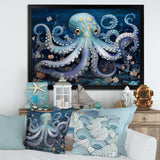 Ethereal Octopus In Deep See Illustration - Octopus Living Room Wall Art
