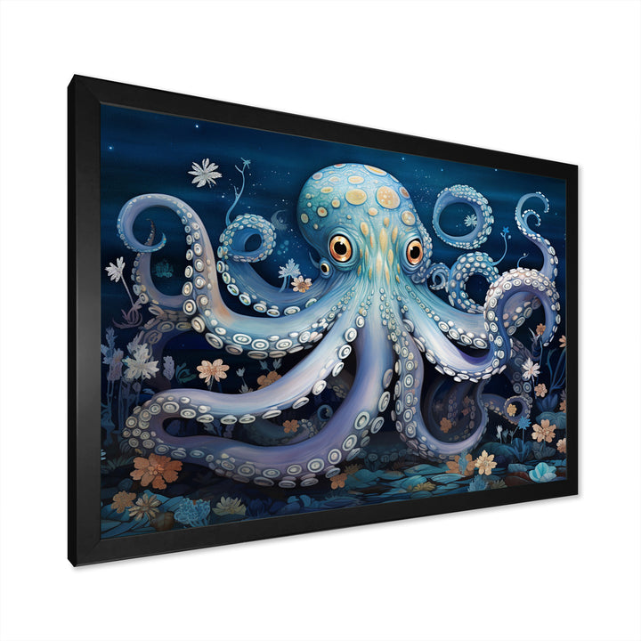 Ethereal Octopus In Deep See Illustration - Octopus Living Room Wall Art