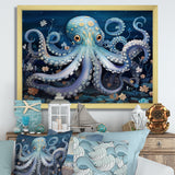 Ethereal Octopus In Deep See Illustration - Octopus Living Room Wall Art
