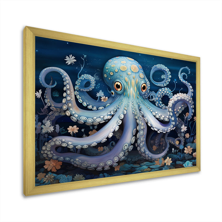 Ethereal Octopus In Deep See Illustration - Octopus Living Room Wall Art