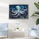 Ethereal Octopus In Deep See Illustration - Octopus Living Room Wall Art