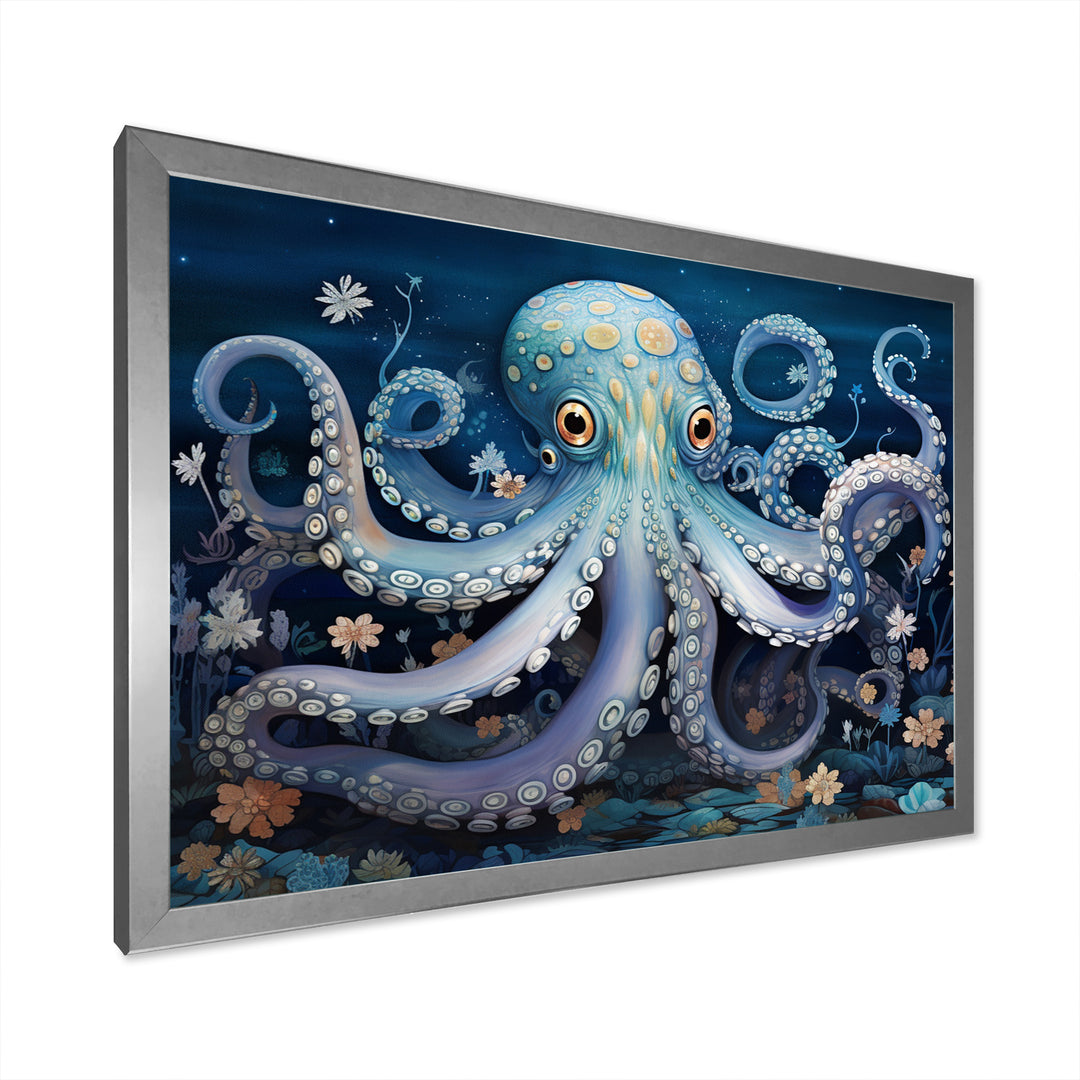 Ethereal Octopus In Deep See Illustration - Octopus Living Room Wall Art
