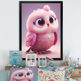 Cute Litte Pink Owl - Owl Canvas Wall Art
