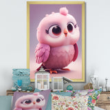 Cute Litte Pink Owl - Owl Canvas Wall Art