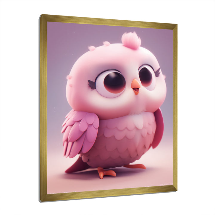 Cute Litte Pink Owl - Owl Canvas Wall Art