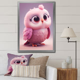 Cute Litte Pink Owl - Owl Canvas Wall Art
